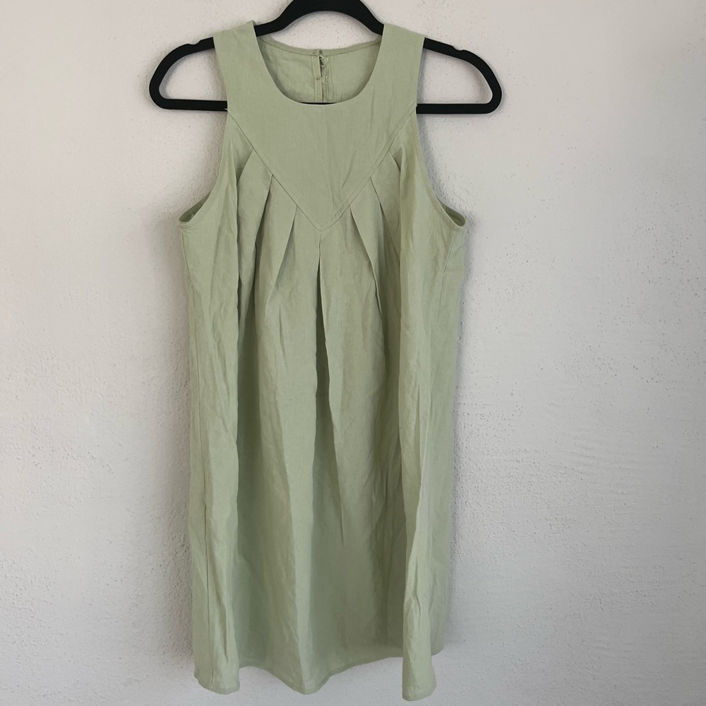 C. cline woman light green shift dress, size M